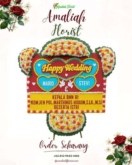 Papan Bunga Pernikahan Setail